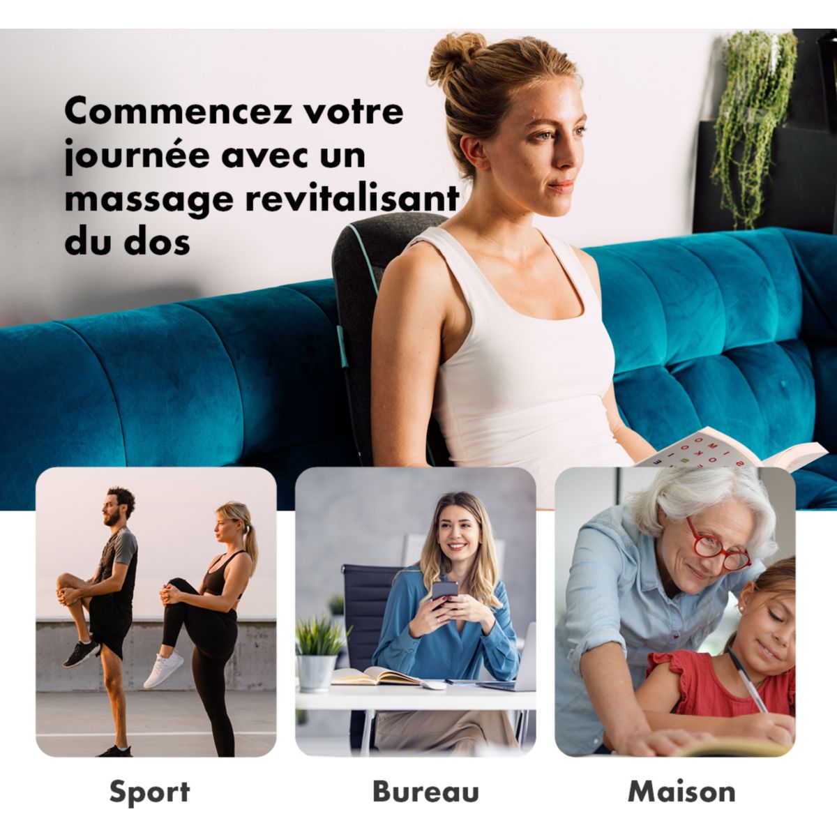 Siège de massage Etna spécialiste Shiatsu couleur unique, ZEN