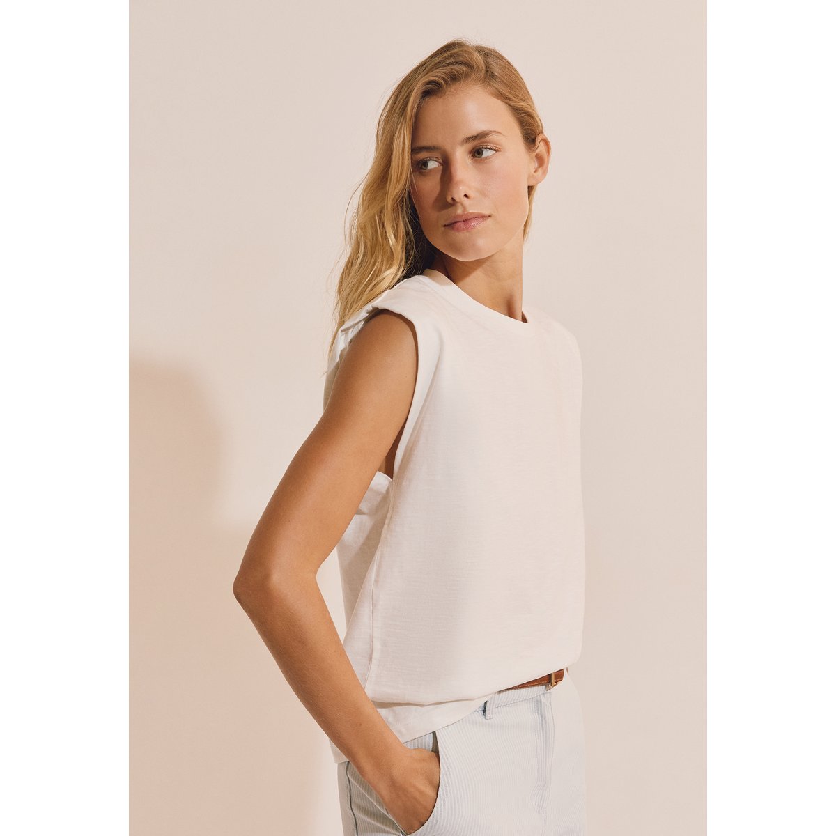 T-shirt sans manches en coton THEO TS blanc, ETAM