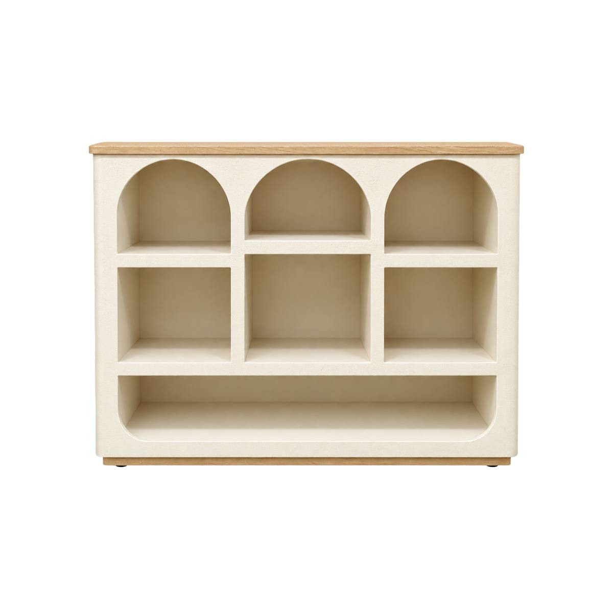 Meuble bar en bois d'acacia et bois effet béton DALVA blanc, MADE IN MEUBLES