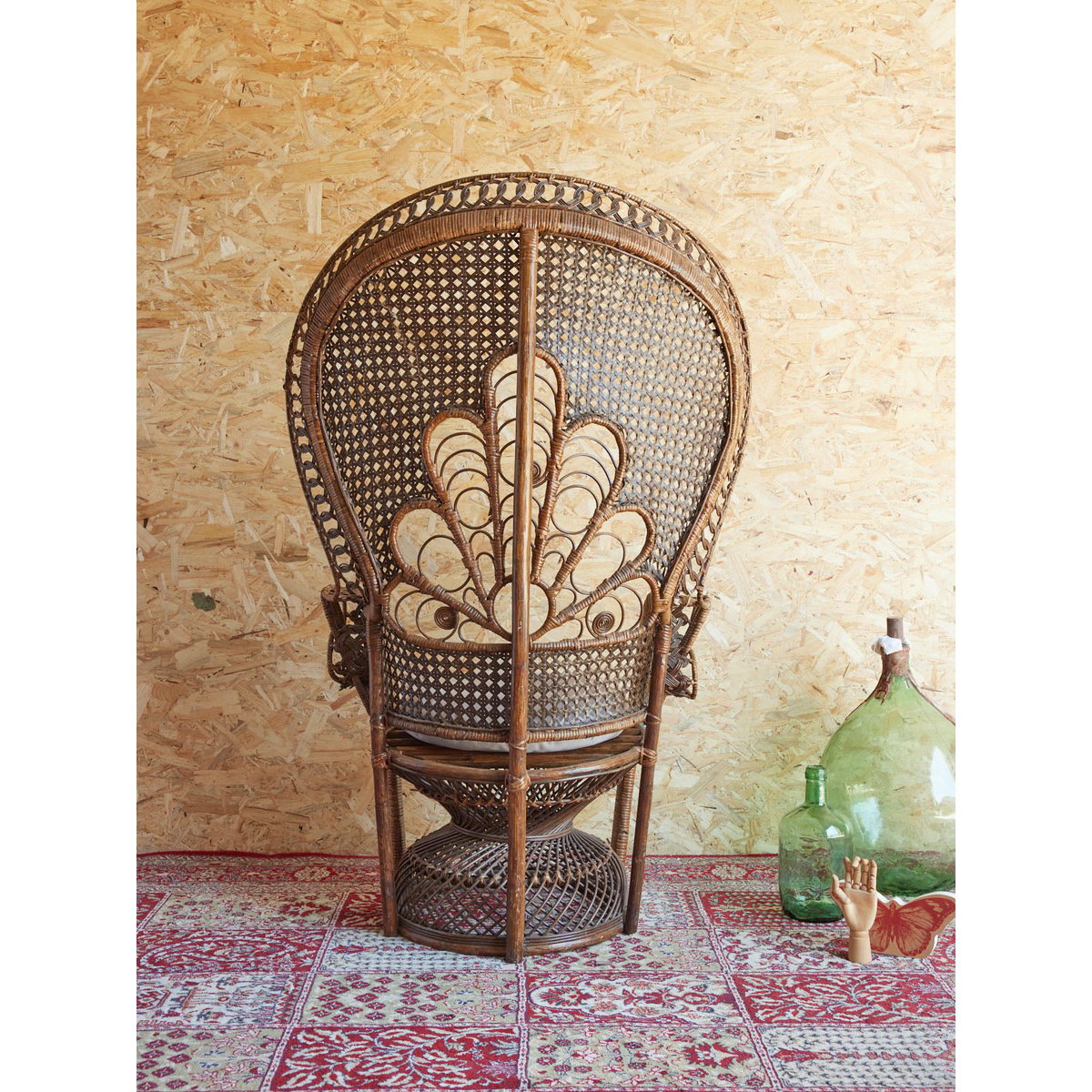 Fauteuil en osier Emmanuel N°19 - Bon état bois foncé, DEBONGOUT