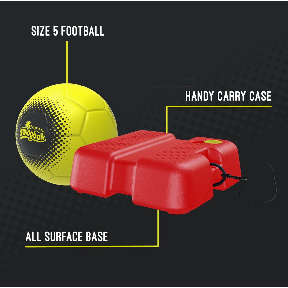 Jeu de balles Swingball REFLEX FOOTBALL noir - rouge - jaune, SWINGBALL