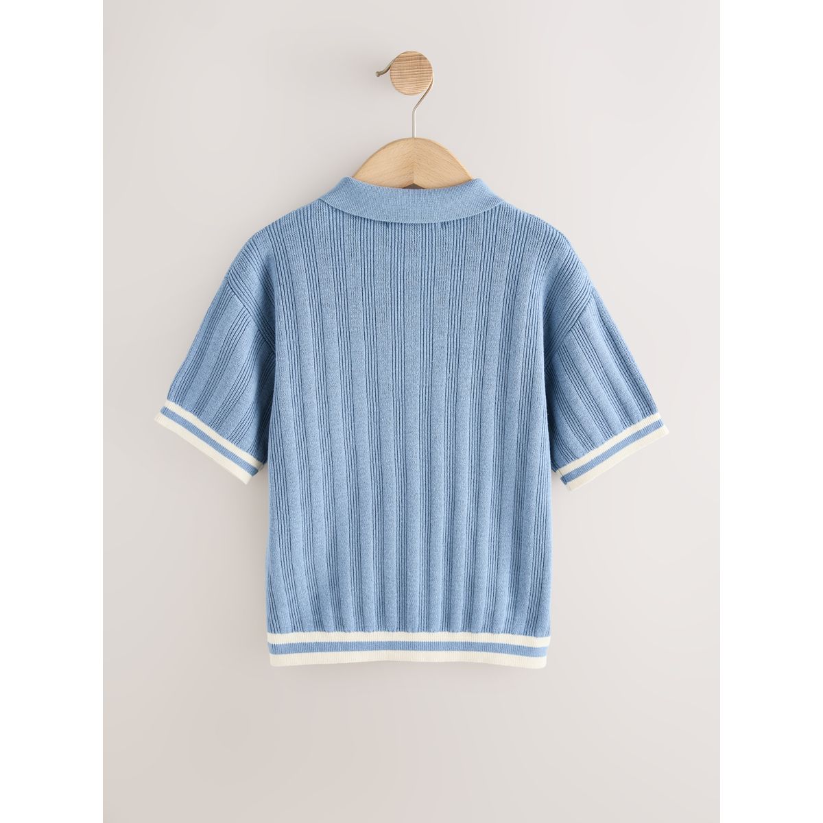 Polo en maille avec col boutonné bleu, NEXT