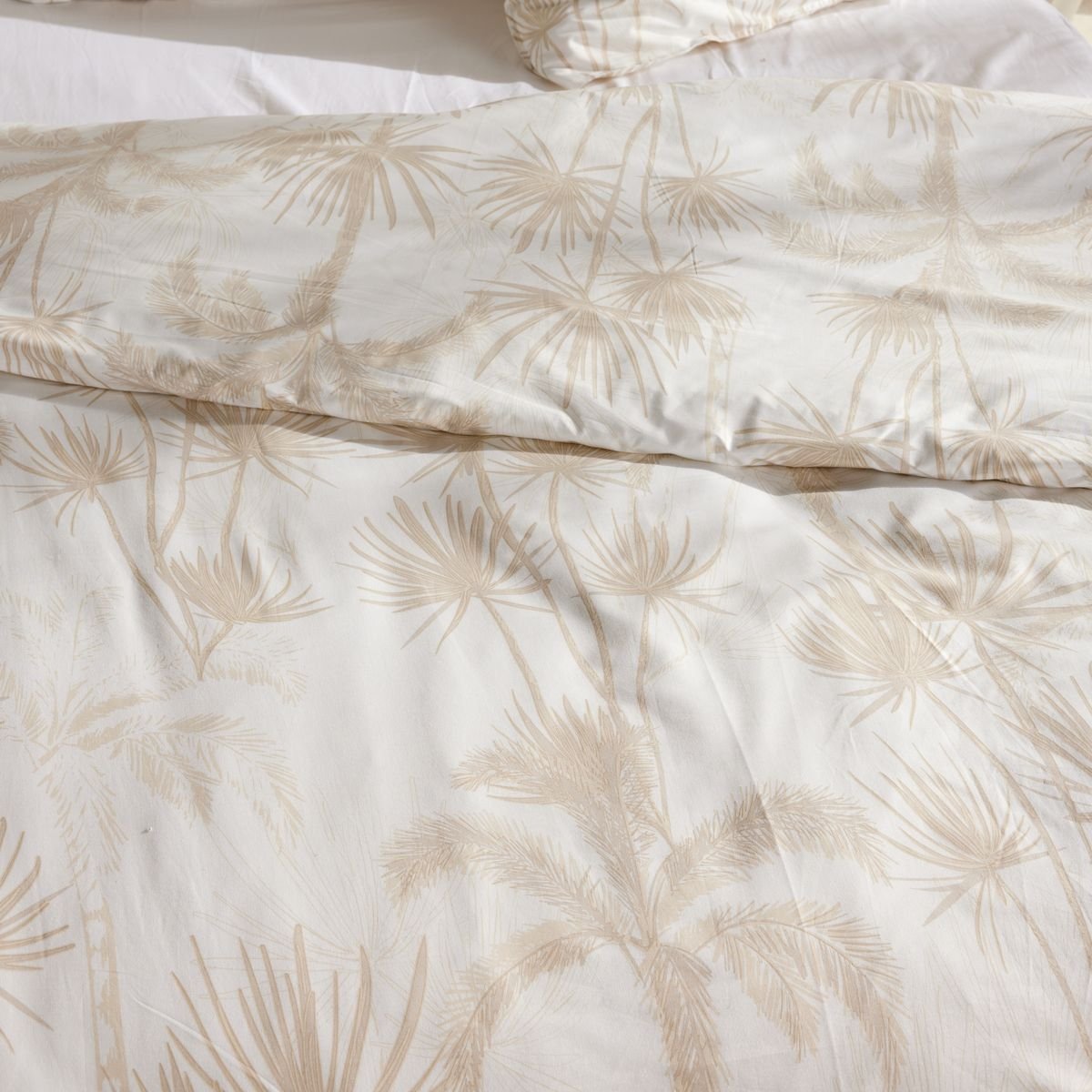 Parure de lit imprimé Floral coton SUNSHINE GANET blanc, TODAY