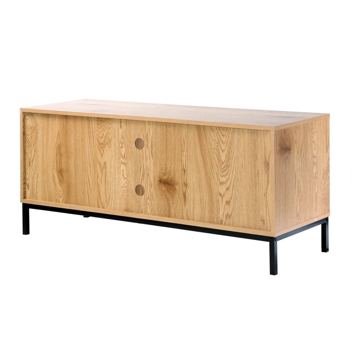 Meuble TV 2 Portes avec Cannage Rotin et 2 Niches L120cm - JAYA bois clair, CALICOSY