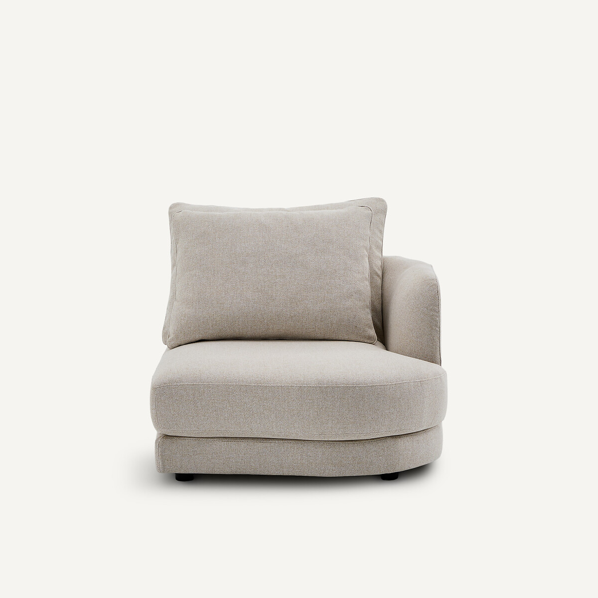 Demi-canapé droit, arrondi, modulable en tweedé, TIBERIO ivoire, AM.PM