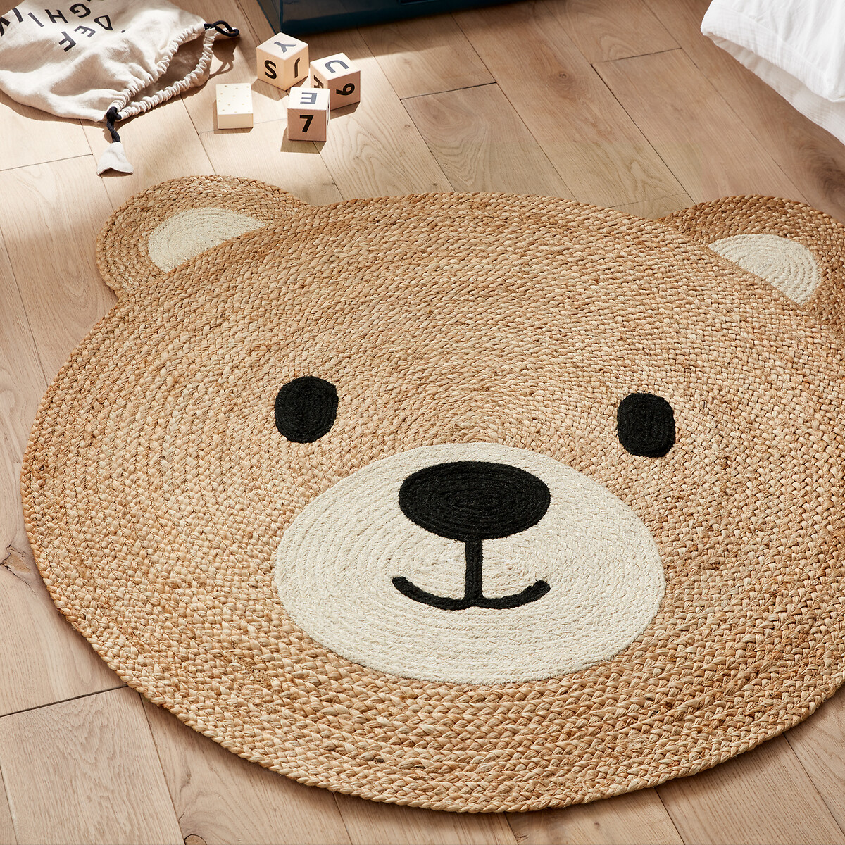 Tapijt met berenkop, in jute, voor kinderen, Osora naturel, LA REDOUTE INTERIEURS