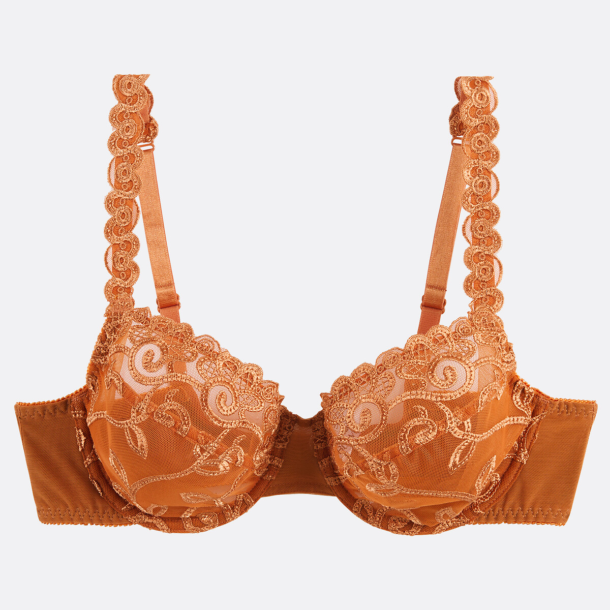 Soutien-gorge emboîtant en tulle brodé Lyssa bronze, ANNE WEYBURN