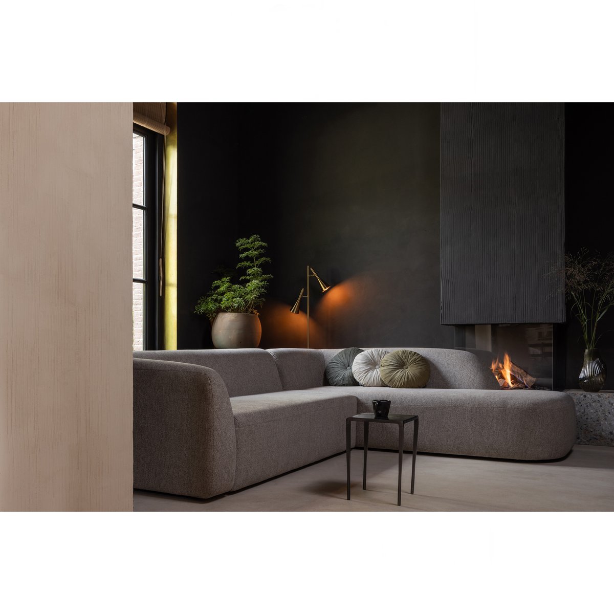 Canapé d'angle droit tissu SLOPING naturel mélangé, WOOOD