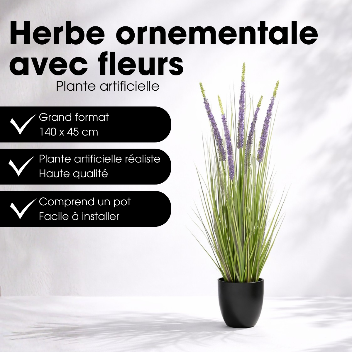 Plante artificielle ZIERGRAS violet, MICA DECORATIONS