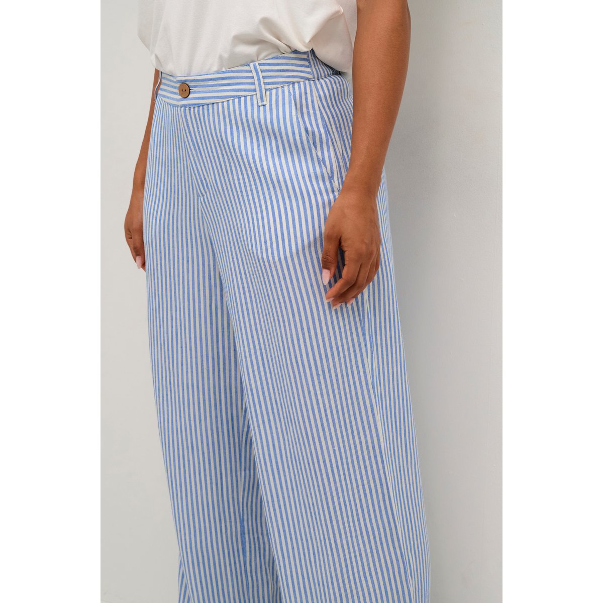 Casual pants bleu blanc rayures blue milkboy, CREAM