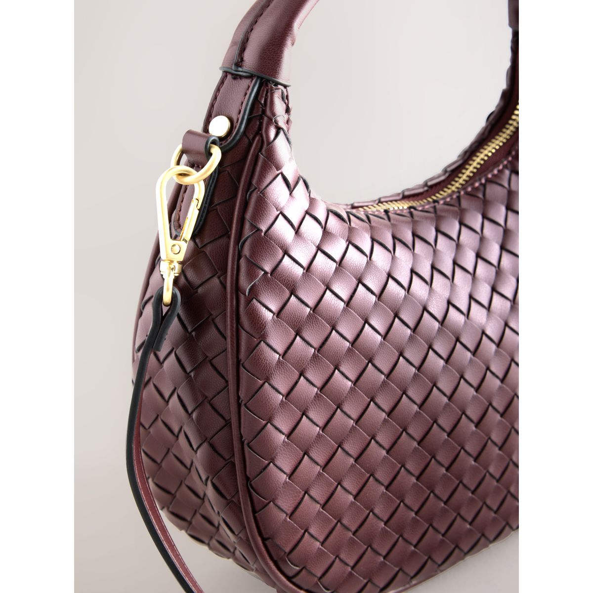 Sac à main en cuir tissé prune, NEXT