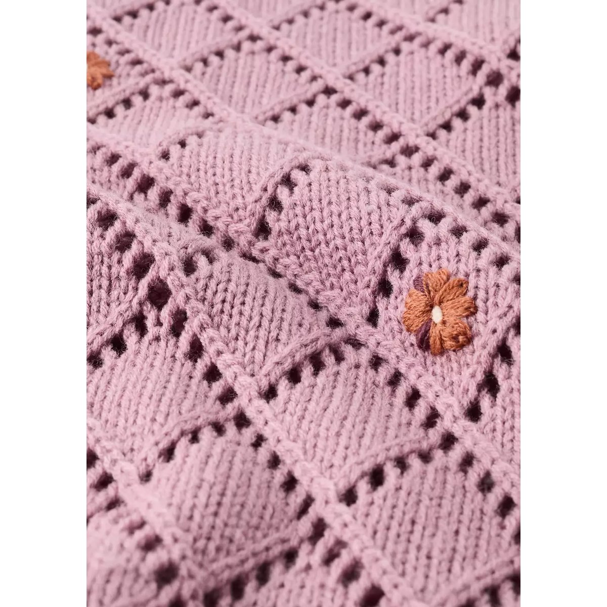 Plaid en maille à motif floral en mélange de laine violet clair/pastel, MANGO HOME