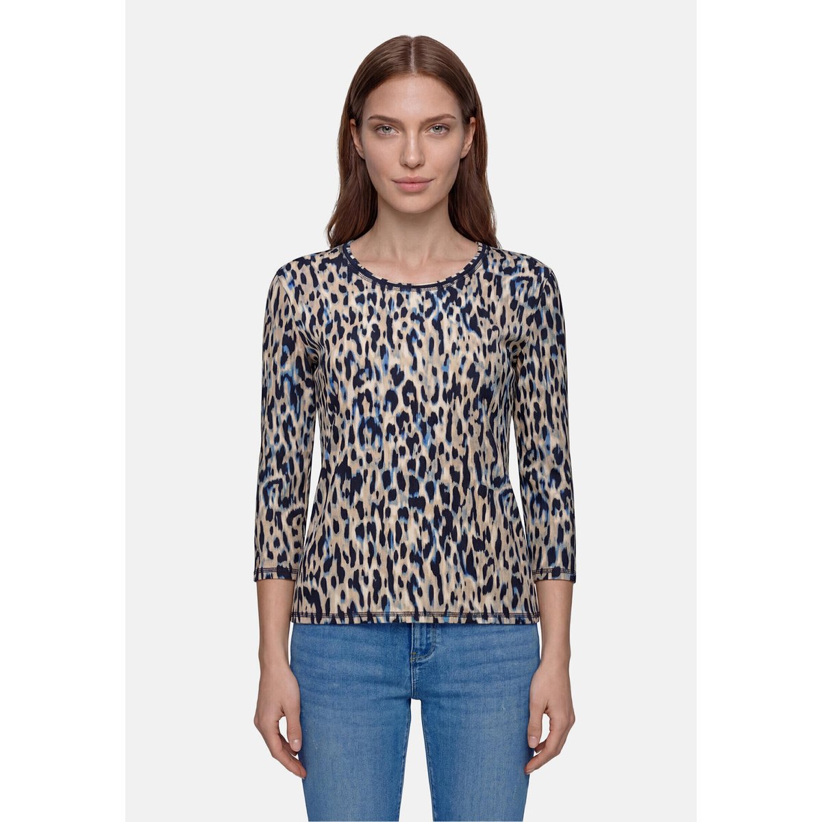 T-shirt basique de texture côtelée dark blue/beige, BETTY BARCLAY