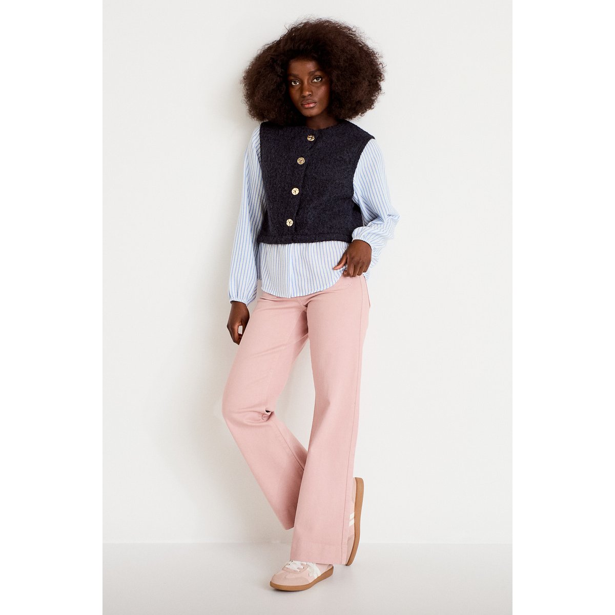 Pull chemise 2-en-1 bleu marine, CACHE CACHE