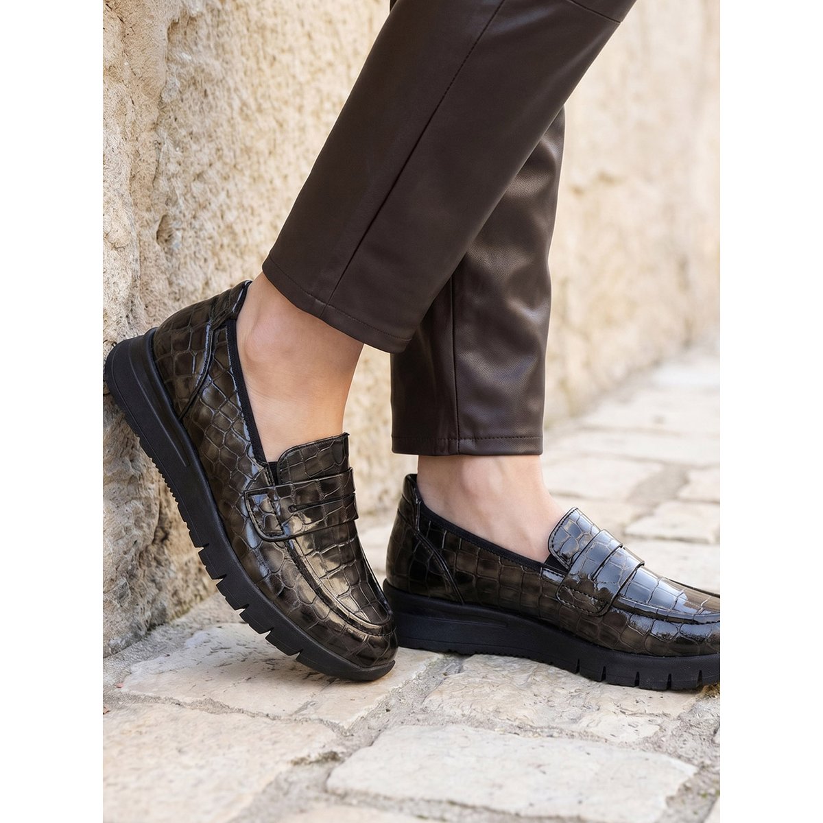 Mocassins à enfiler marron, PEDICONFORT