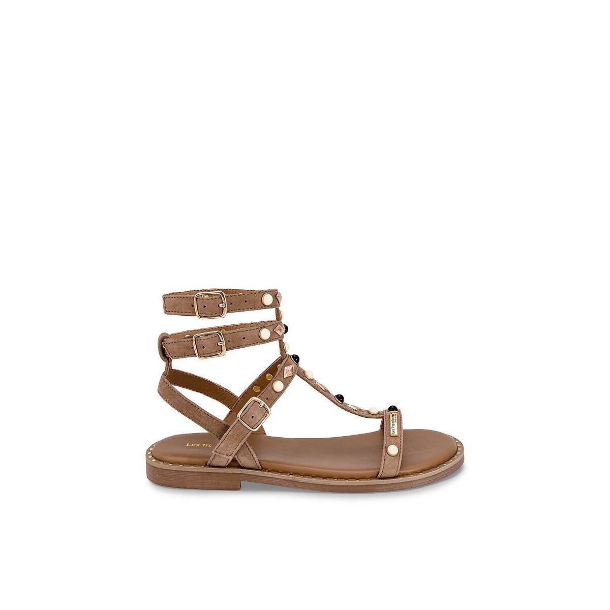 Platte sandalen van leer Corika beige , LES TROPEZIENNES PAR M.BELARBI