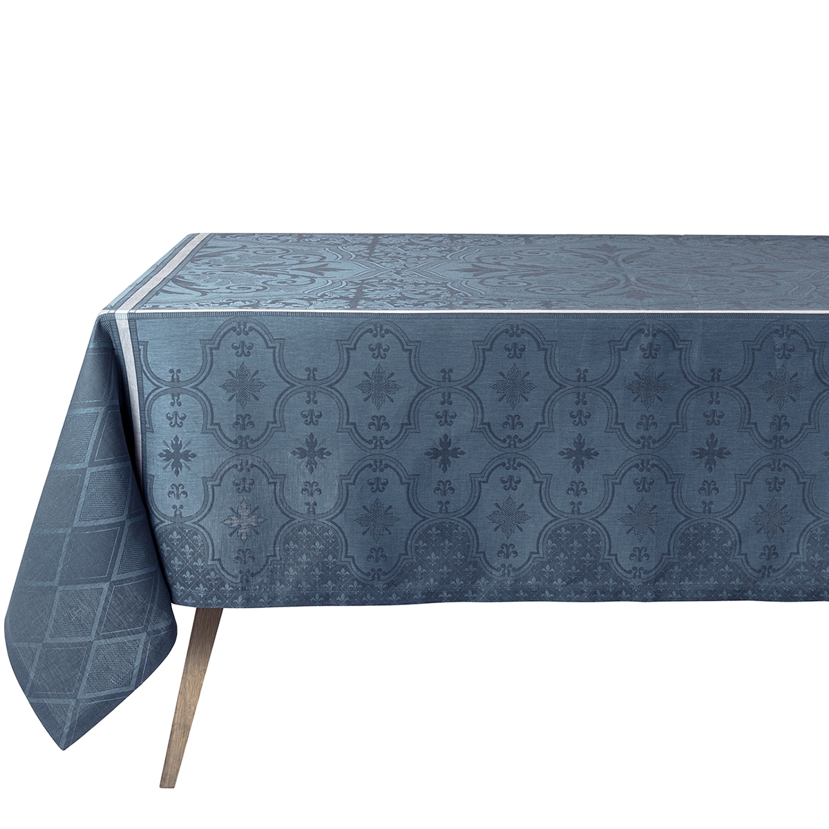 Nappe en Lin, ARMOIRIES céruléen, LE JACQUARD FRANCAIS