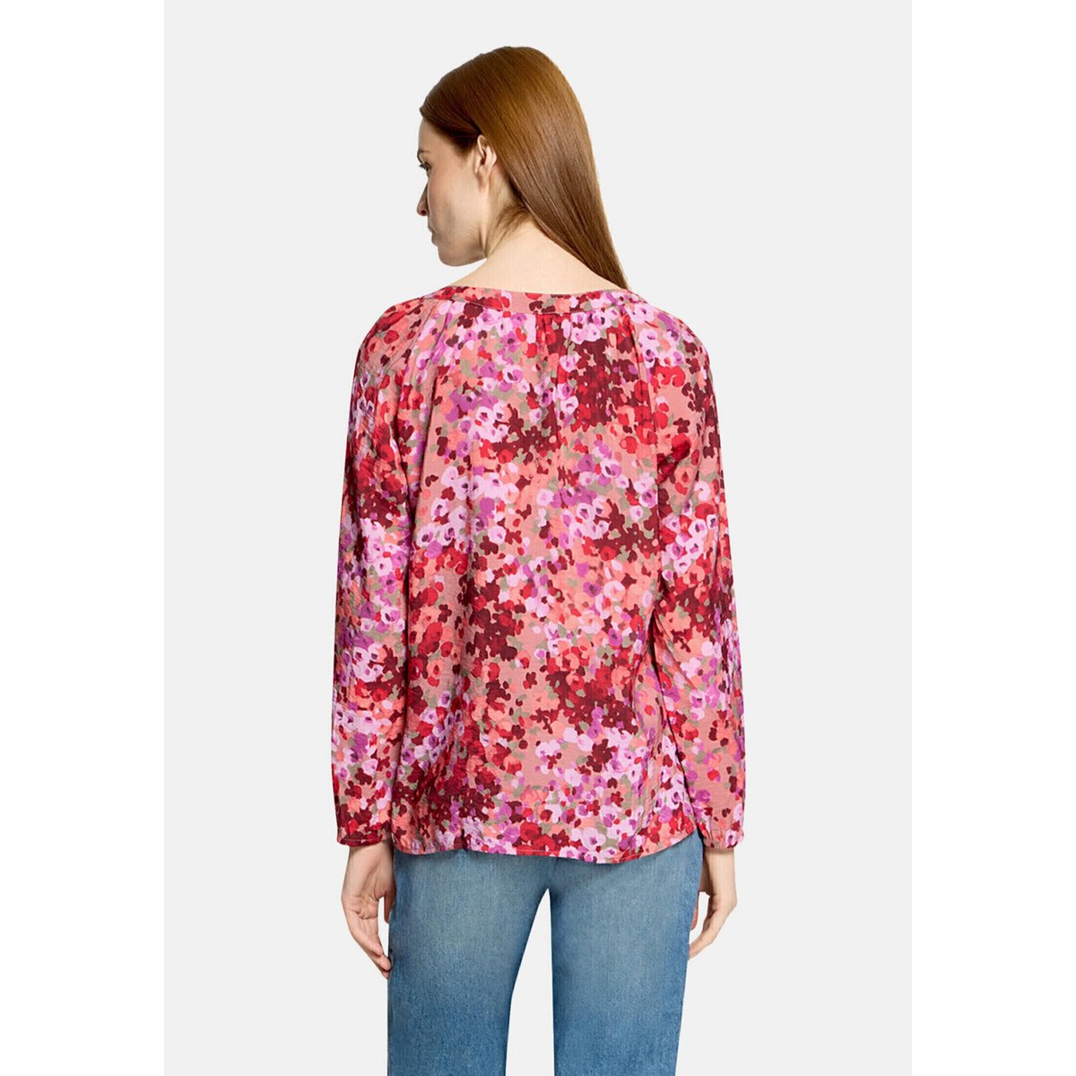 T-shirt façon blouse à fronce violet/rouge, CARTOON