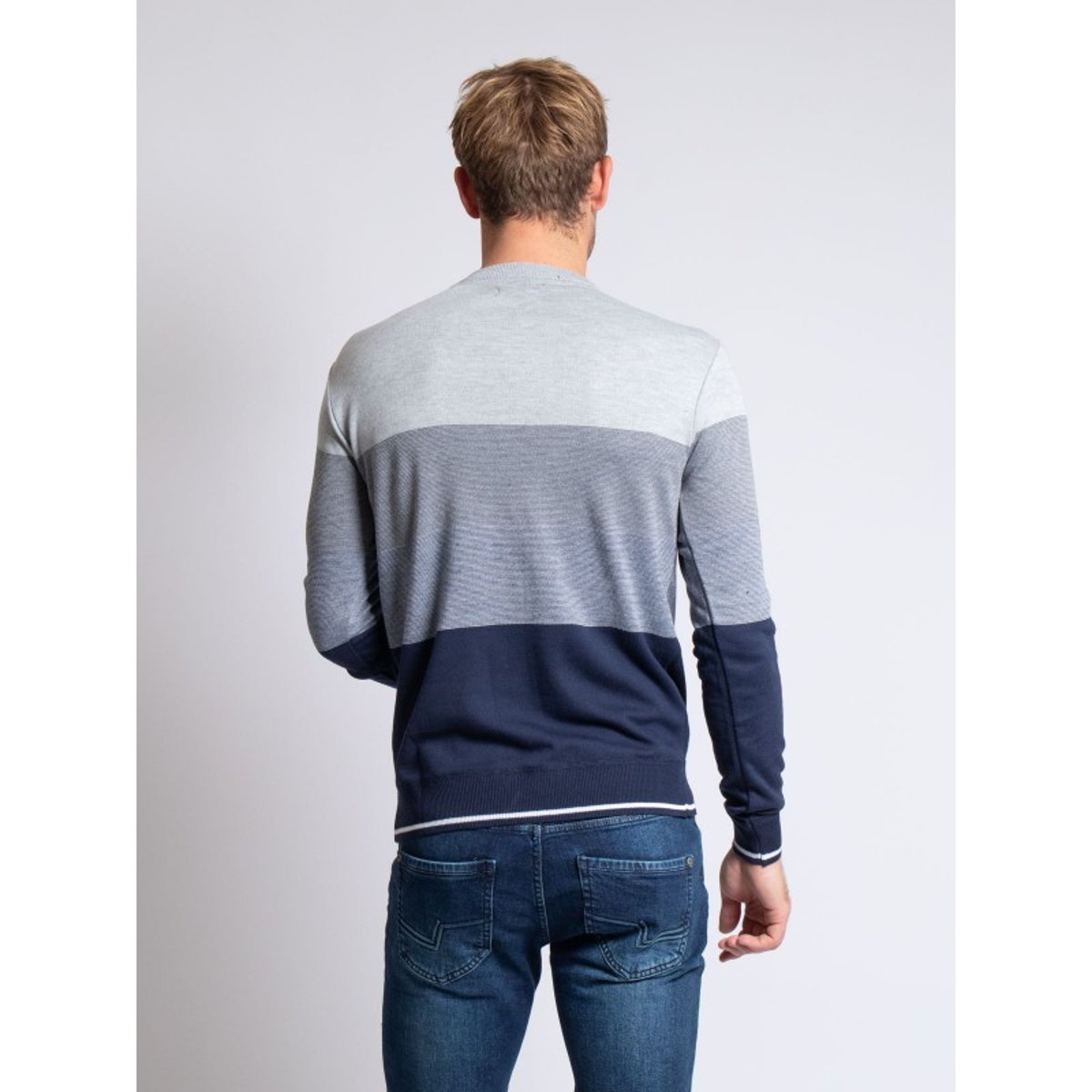 Pull Fin Col Rond Losange gris, RITCHIE