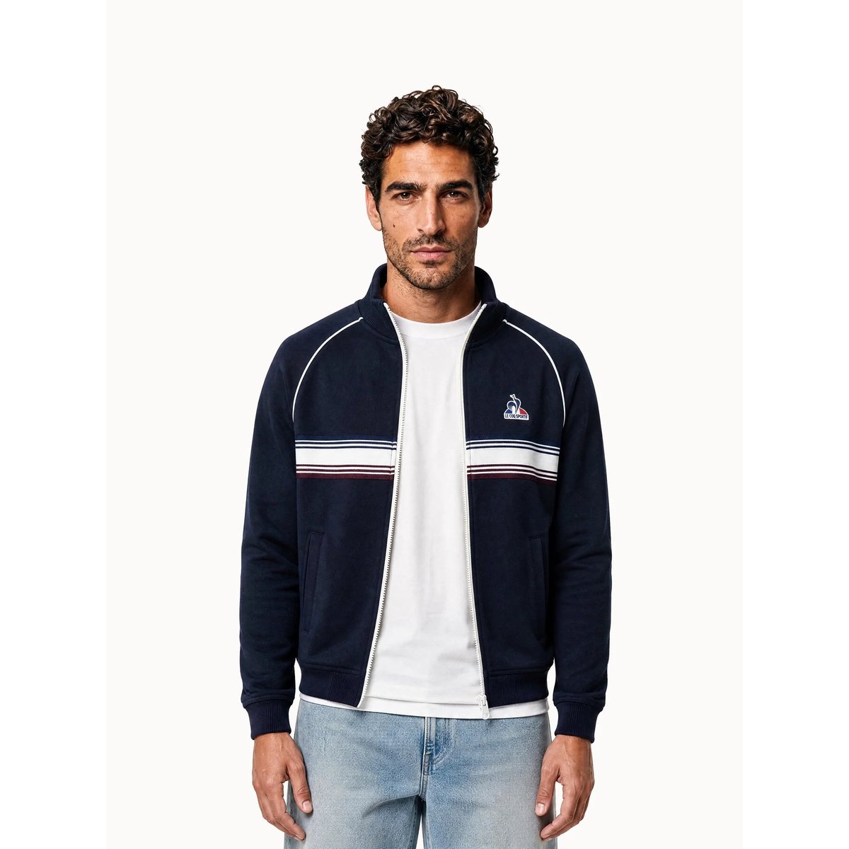 Veste zippée en double face avec bande rayée Tricolores blue, LE COQ SPORTIF
