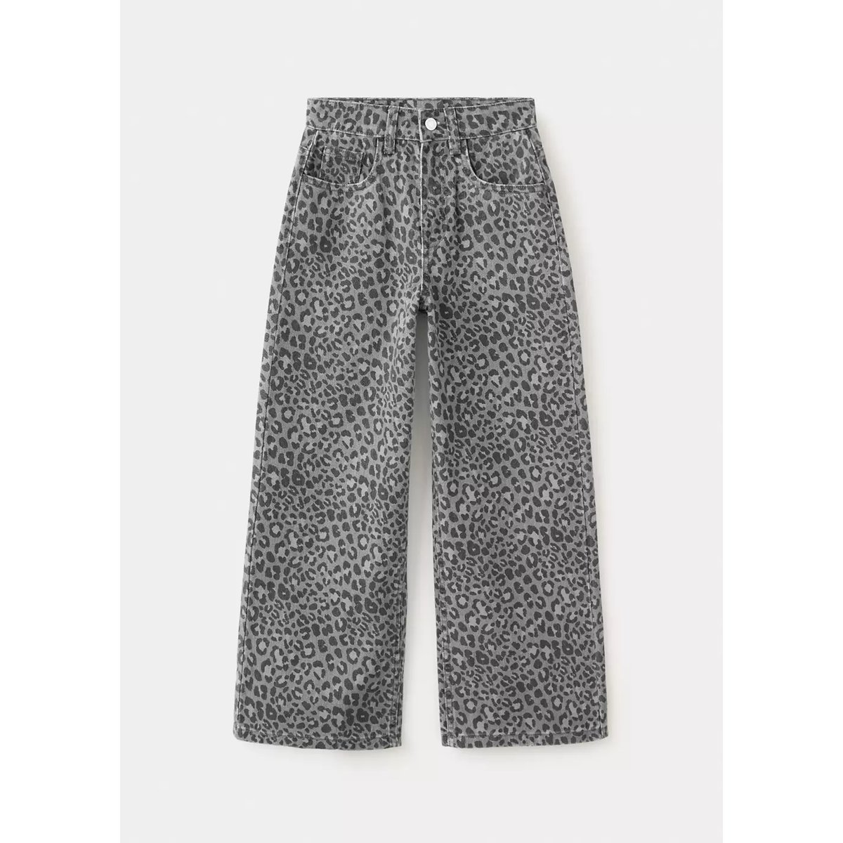 Jean droit léopard gris anthracite, MANGO KIDS