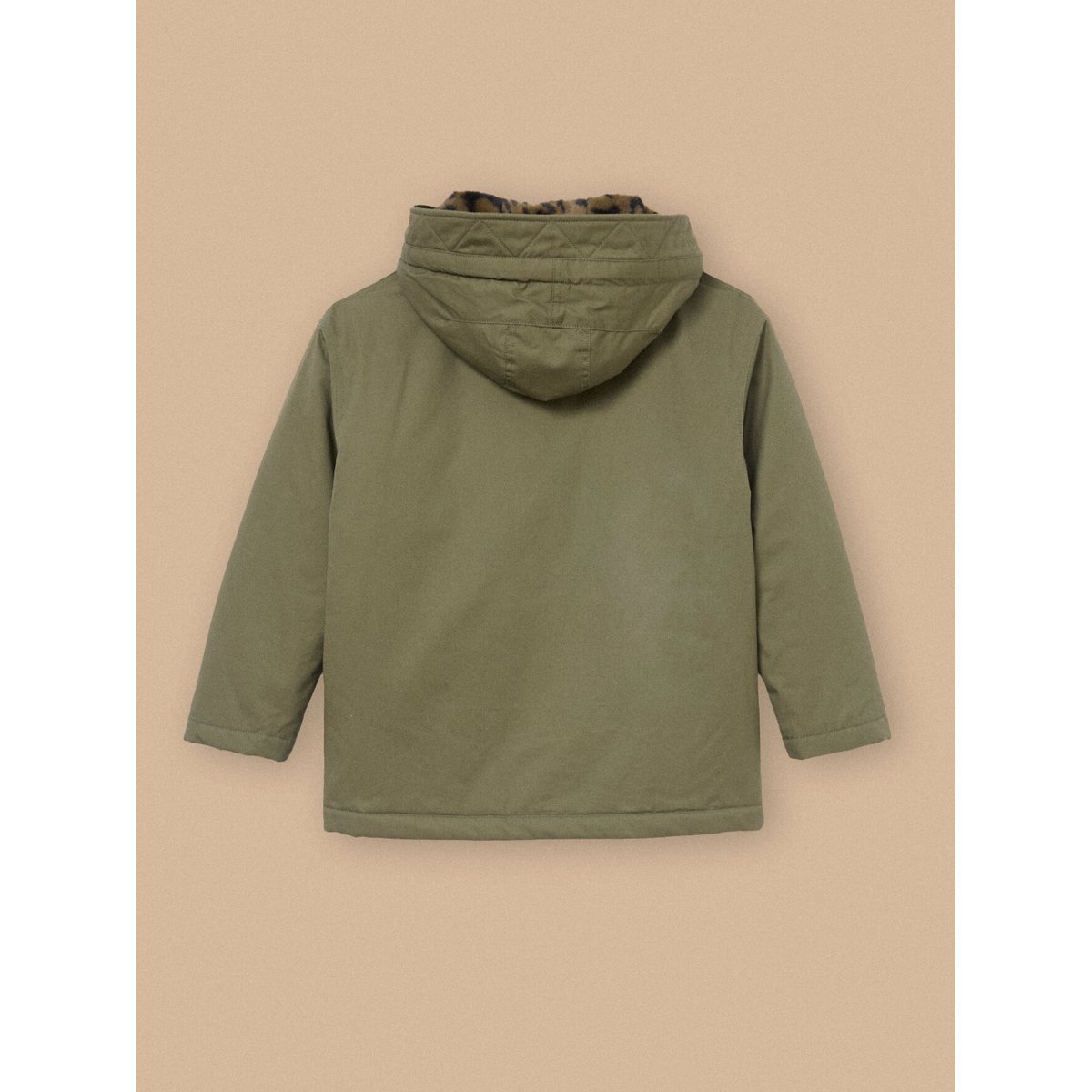 Parka courte doublée léopard - Junior vert olive, CYRILLUS