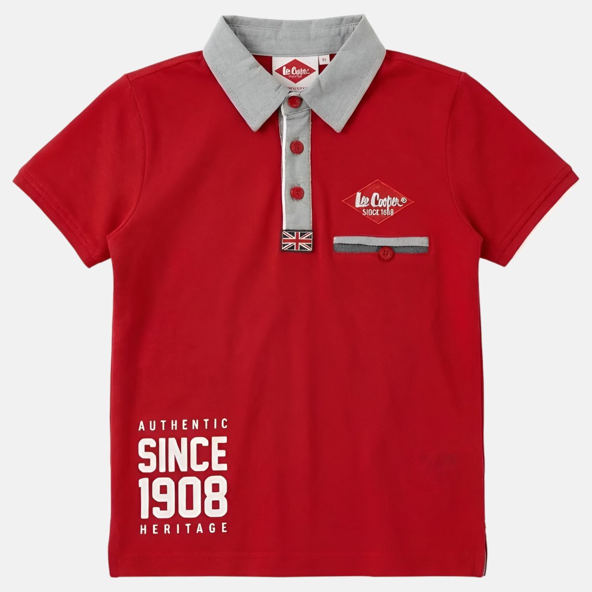 Polo manches courtes, col polo et patte boutonnée LITTLE GENT rouge, LEE COOPER
