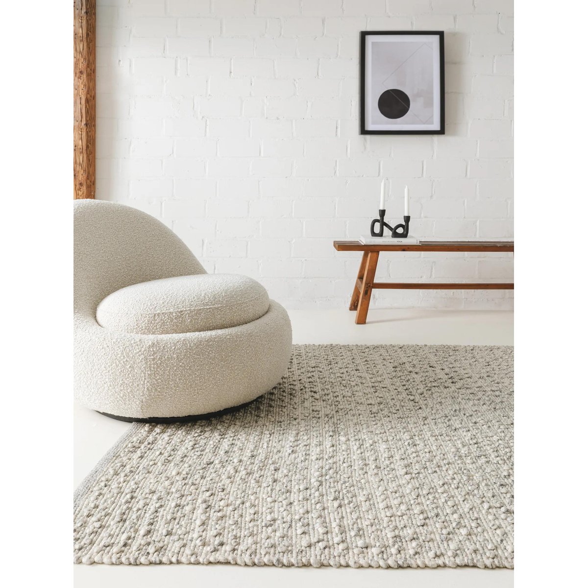 Tapis de laine tissé main LANA gris, BENUTA 