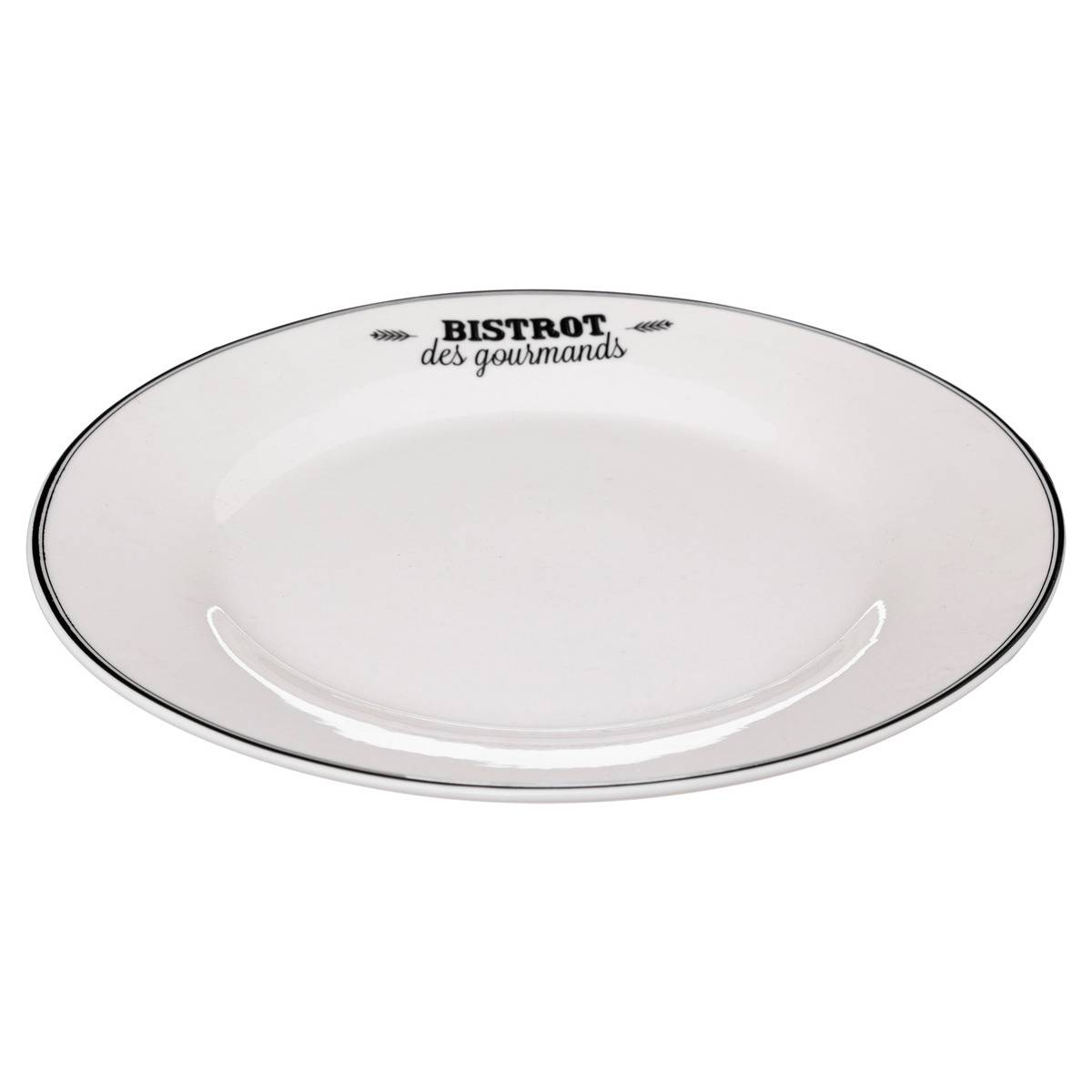 Lot de 6 assiettes en céramique BISTROT blanc, SECRET DE GOURMET