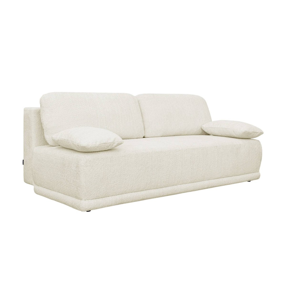 Banquette convertible 3 places bouclette avec coffre NELSON blanc cassé, SWEEEK