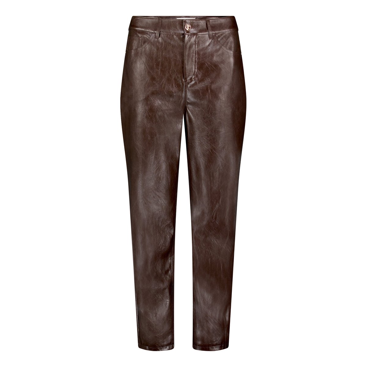 Pantalon en simili cuir à poches deep cognac, CARTOON