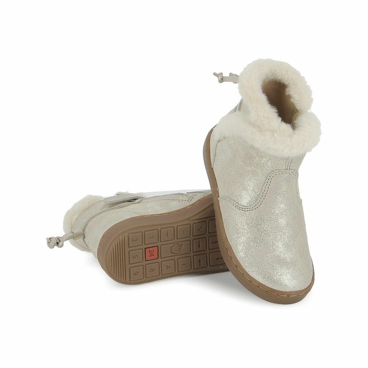 Bottines cuir Play Fur Sweet doré, SHOO POM