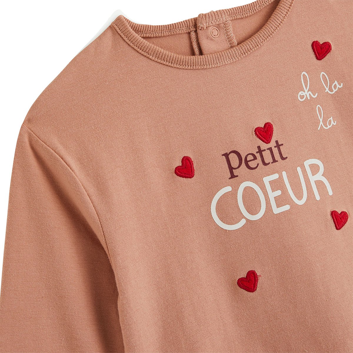 Lot de 2 t-shirts bébé manches longues Aimée rose, PETIT BEGUIN