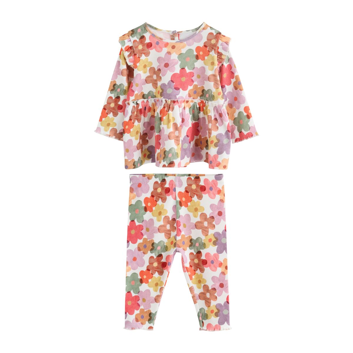 Haut à basque et legging pour bébé imprimé fleuri blanc, NEXT