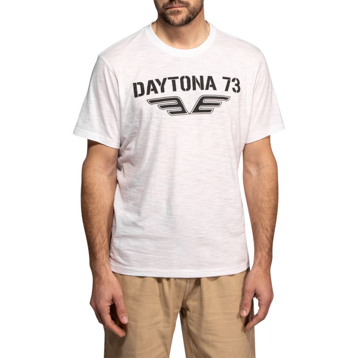 T-shirt Bell en coton noir à coupe droite pourvu d'un col rond blanc, DAYTONA