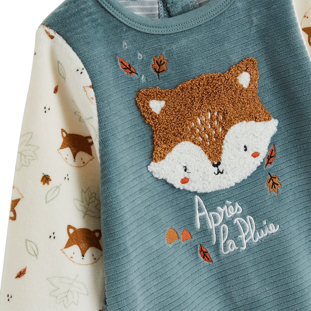 Pyjama bébé en velours Ginkgo vert, PETIT BEGUIN