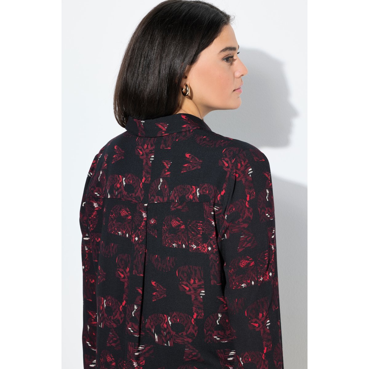 Chemisier long évasé à col de chemise noir, ULLA POPKEN