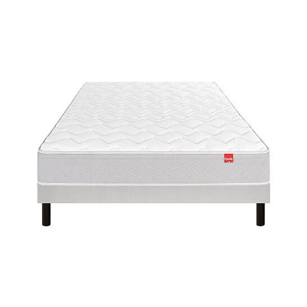 Ensemble matelas 620 ressorts L'ailleurs + sommier blanc/gris souris, EPEDA