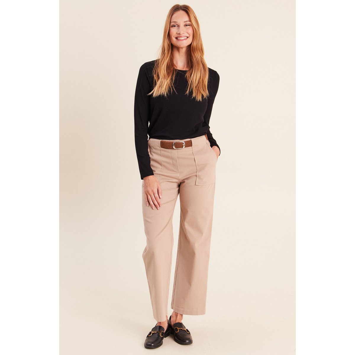 Lot de 2 pantalons cargo taille haute sable, BREAL