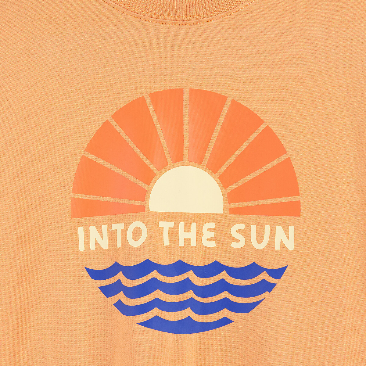T-shirt col rond, oversize, à manches courtes, imprimé soleil orange, LA REDOUTE COLLECTIONS