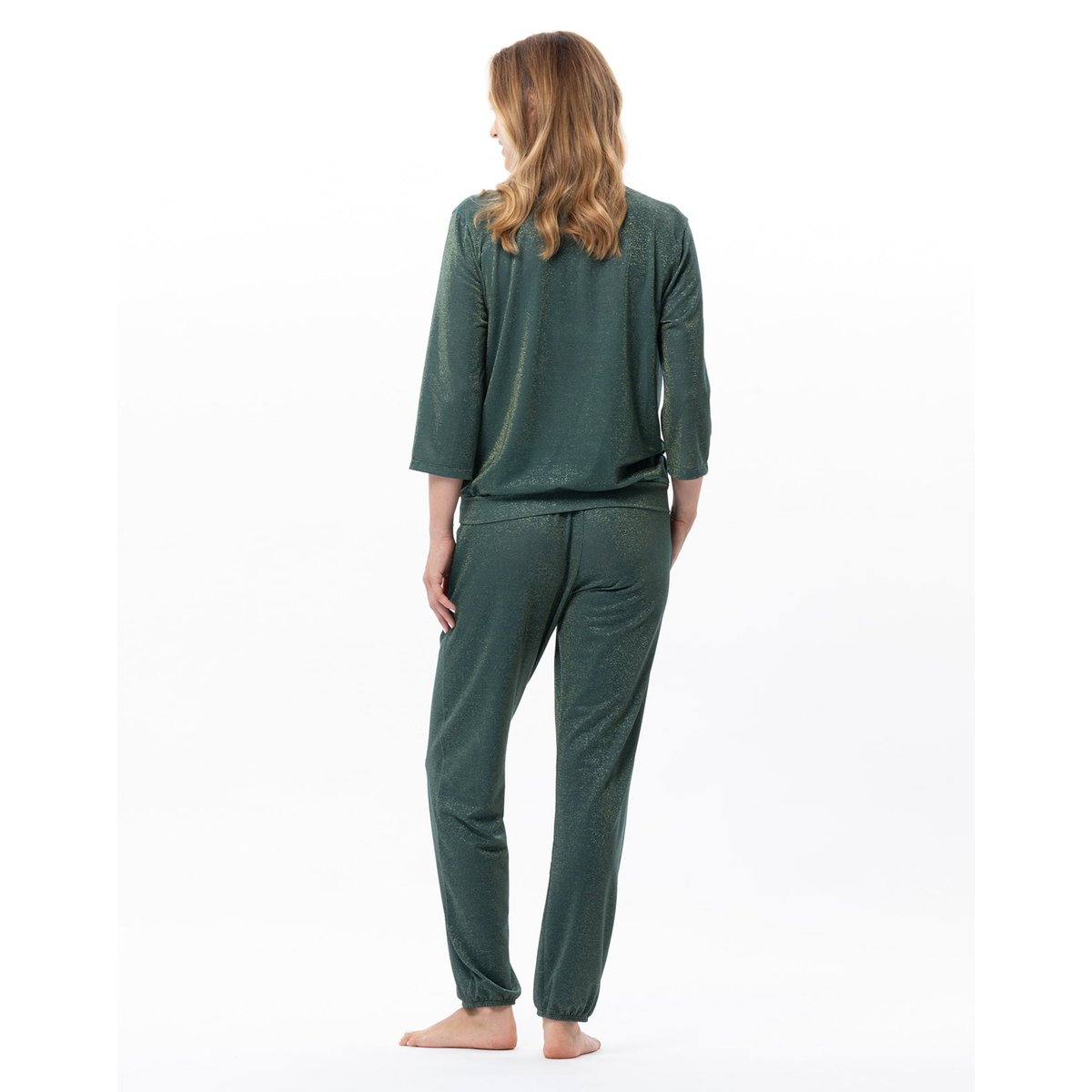 Ensemble homewear en maille fil textile COCO 222 vert, LE CHAT