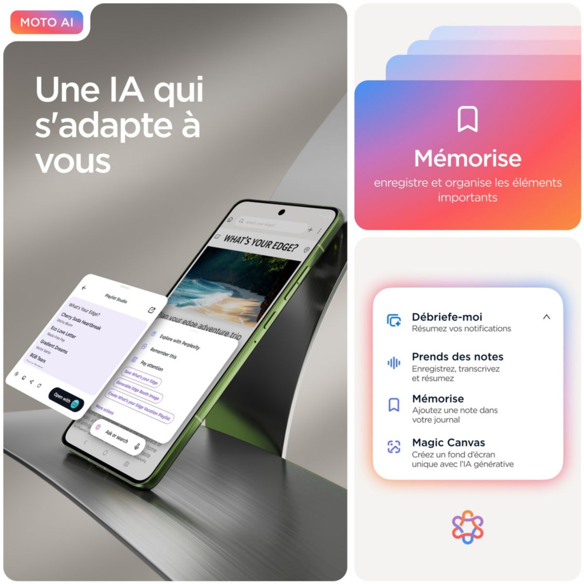 Smartphone Smartphone Edge70 512Go Vert Ol couleur unique, MOTOROLA
