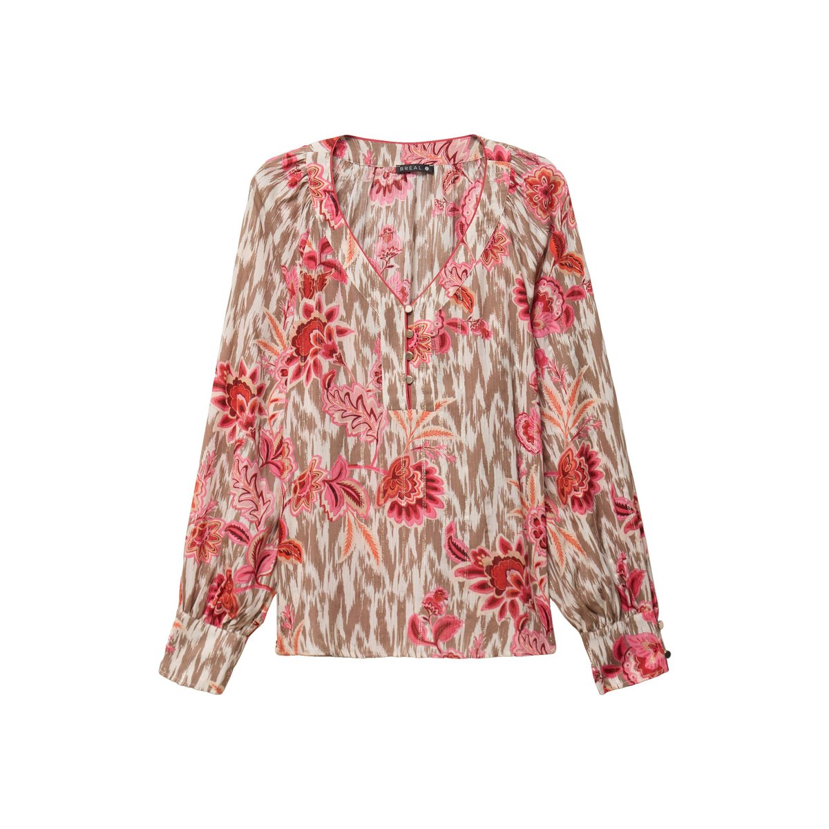 Blouse col v manches longues rose, BREAL
