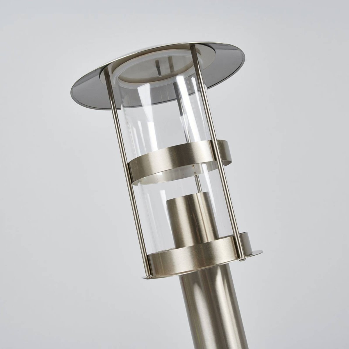 Luminaire extérieur en inox moderne, Noemi acier inoxydable, transparent, LINDBY