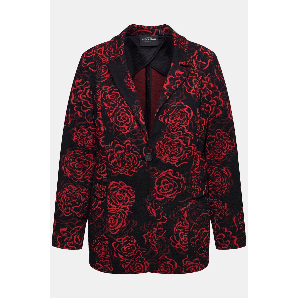 Blazer en jersey, motif Jacquard à fleurs salsa, ULLA POPKEN