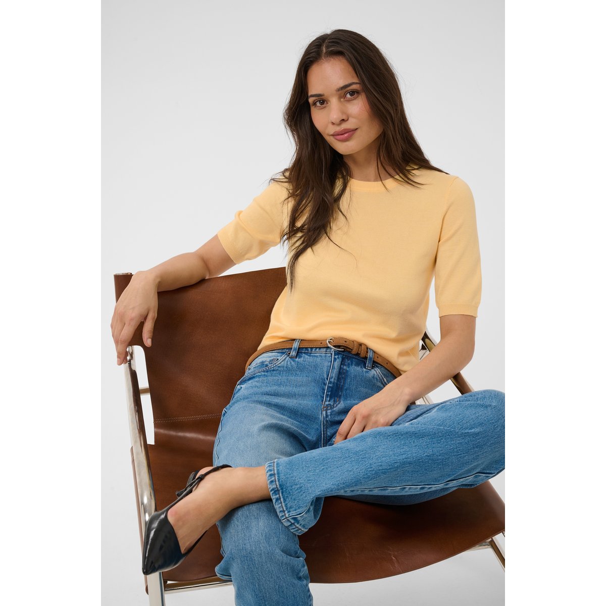 Pullover tricoté jaune sunlight, KAFFE