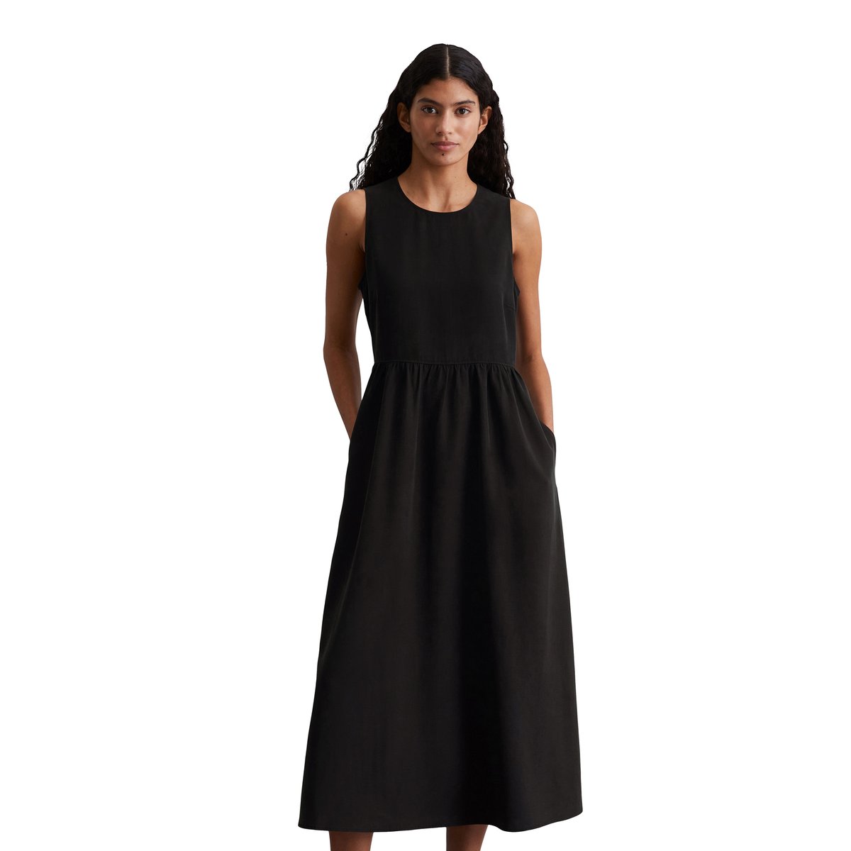 Robe à découpes en mélange TENCEL™ Lyocell-lin noir, MARC O'POLO