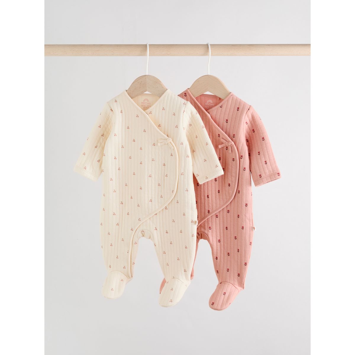 Grenouillère matelassée bébé, lot de 2 rose/crème, NEXT