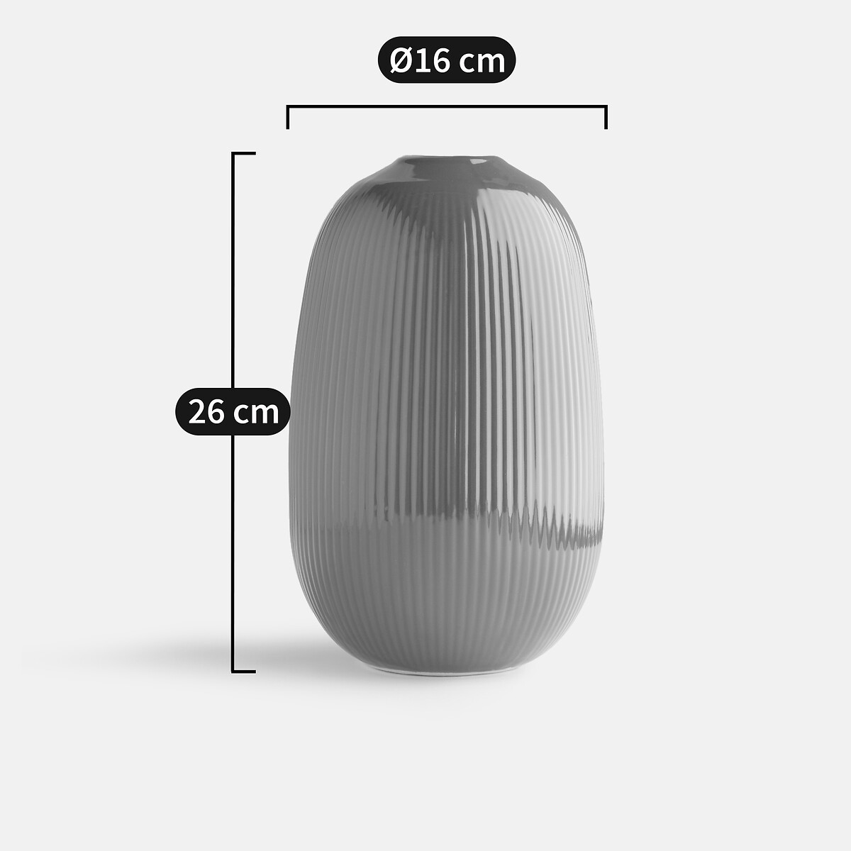 Vase en céramique, hauteur 26 cm, Estria vert, LA REDOUTE INTERIEURS