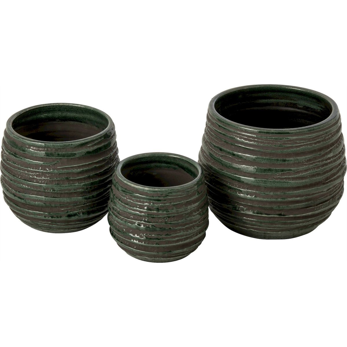 Cache-pot en poterie brillante bleu pétrole, RECOLLECTION